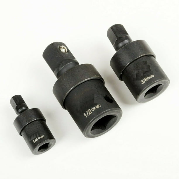 Impact Universal Joint Swivel Socket Set CR-MO Ball Type 3pc 3/8" 1/2" 1/4" Dr
